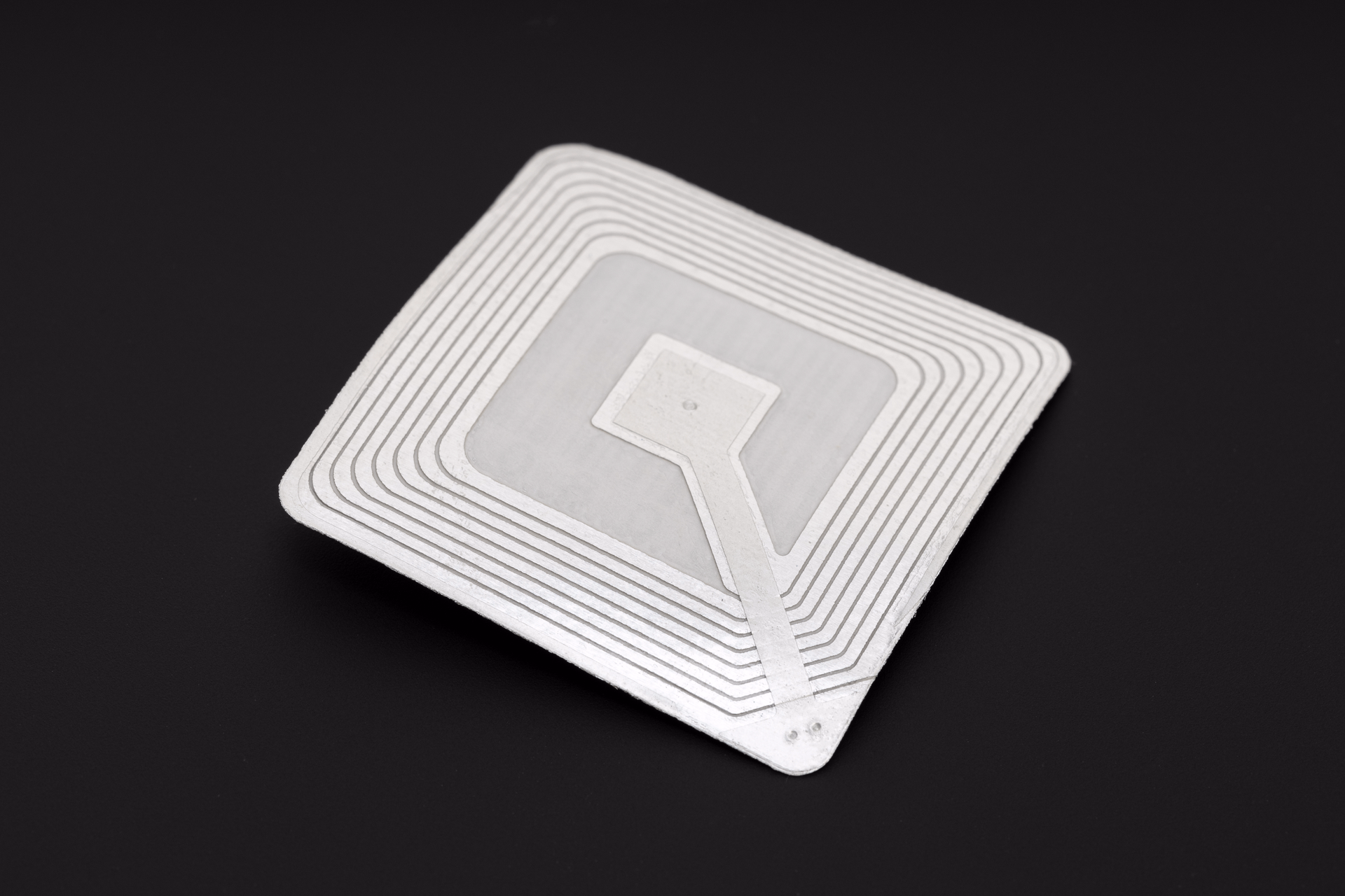 RFID tag isolated on black background